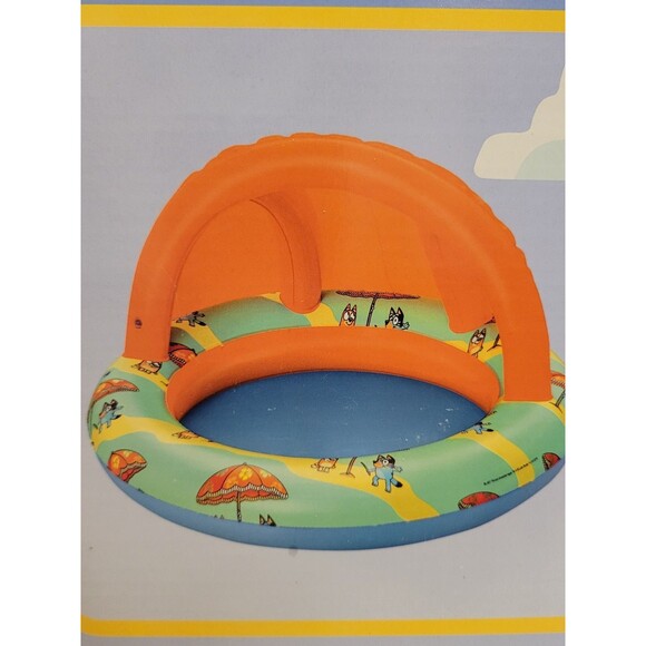 Ludo Bluey Inflatable Shaded Baby Pool 7 Gal Water Capacity Ages 2+ Years - Picture 2 of 5